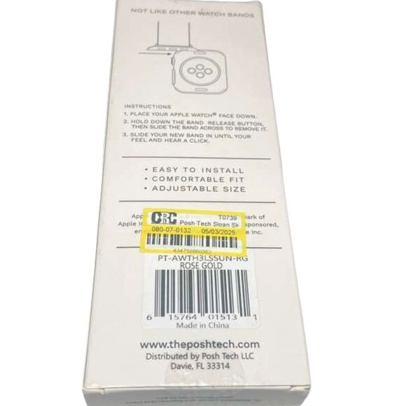 Posh Tech Sloan Skinny Rose Gold Stainless Steel Band for Apple Watch 38/40/41mm - Picture 6 of 8